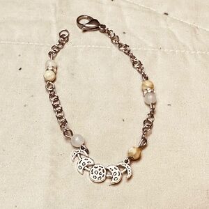 Stainless Steel Chain & Clasp w/Moon Phase Charm & Afghanistan Jade Crystals